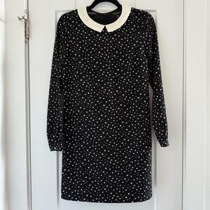 Scotch & Soda black & white star print long sleeve dress - Small (Petite)